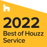 "Best of Houzz Service" badge, signifying top-tier home design services recognized for excellence and client satisfaction.