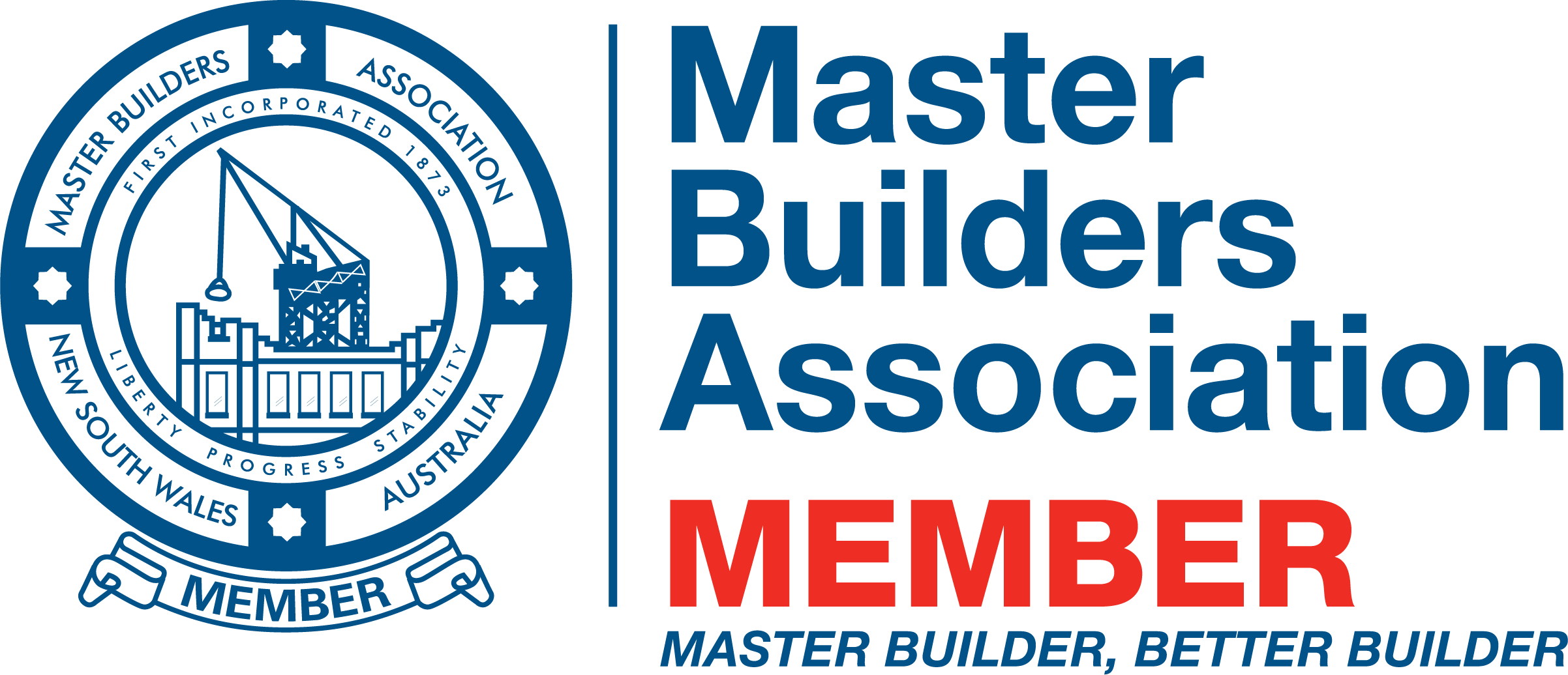 Logo representing the Master Builders Association, incorporating a building icon and professional lettering.